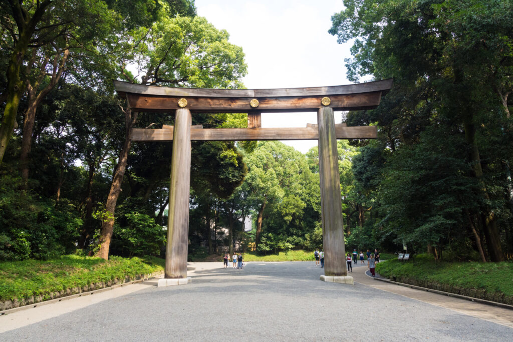 Torii Gate Meiji Jingu Shrine Tokyo, Japan