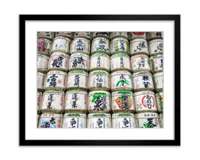 tokyo sake barrels 14x11 framed